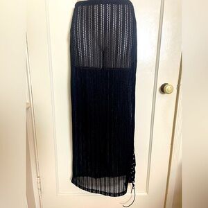 Edikted Crochet Maxi Skirt with Laced Grommet Border - NWT